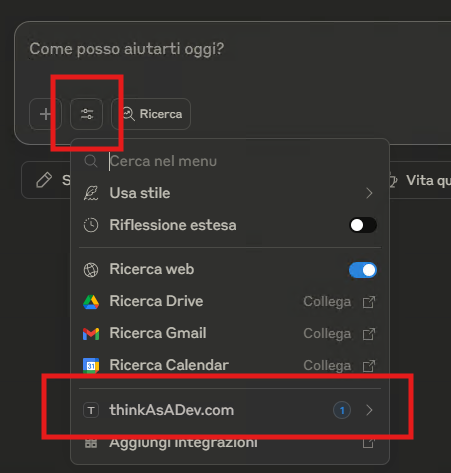 Integrazione con il server MCP appena creato